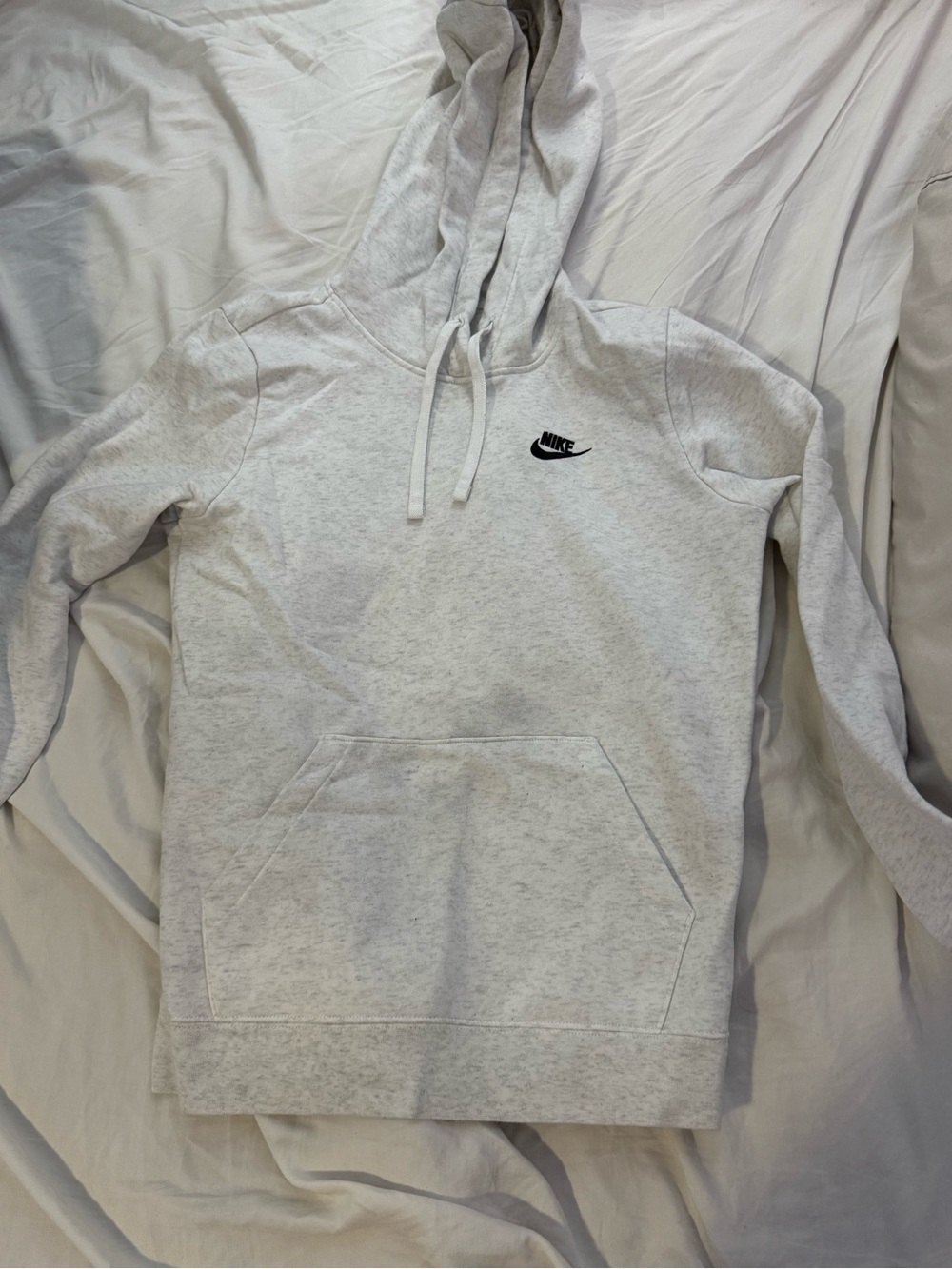 Nike Light Gray Women's Pullover Hoodie with Black Swoosh